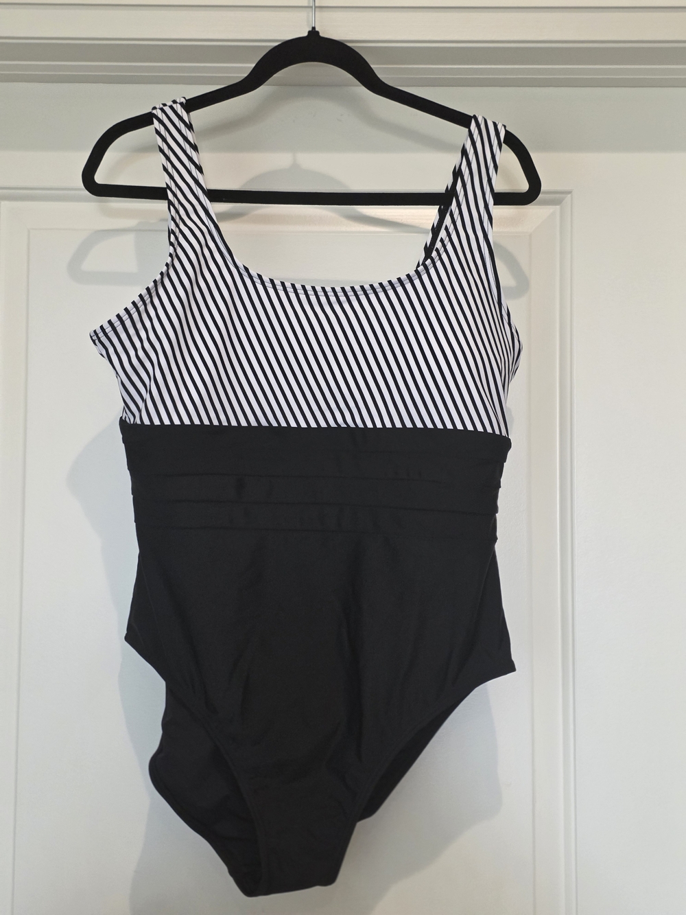 Black & White Striped Girls One-Piece Swimsuit